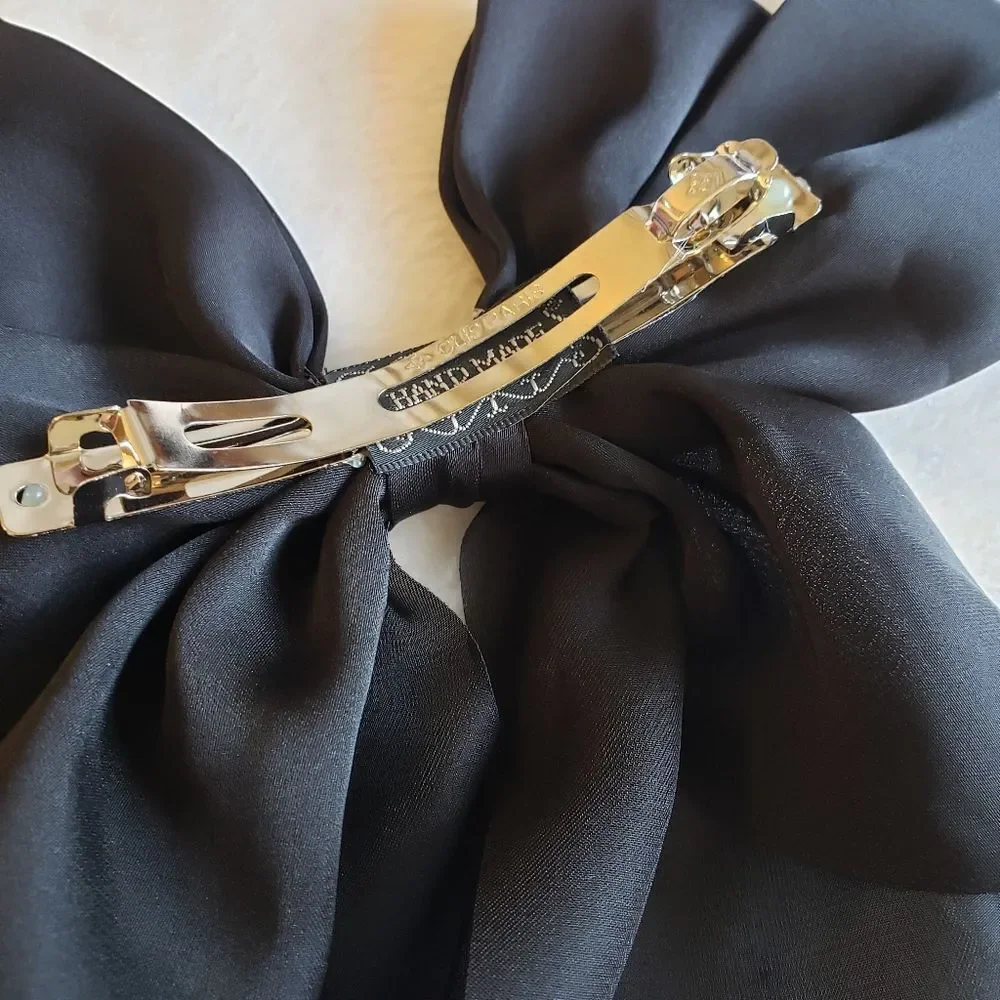 Elegant Black Hair Bow Barrette